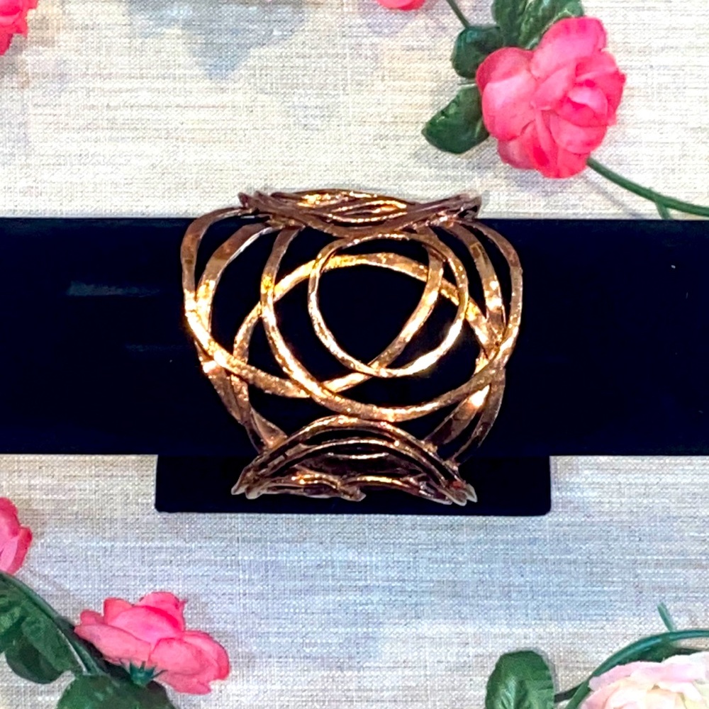 Bronze Wide Cuff Bracelet Overlapping Circles